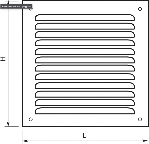 BLR-0 340 x 340 mm (BxH) - Opbouwrooster - aluminium